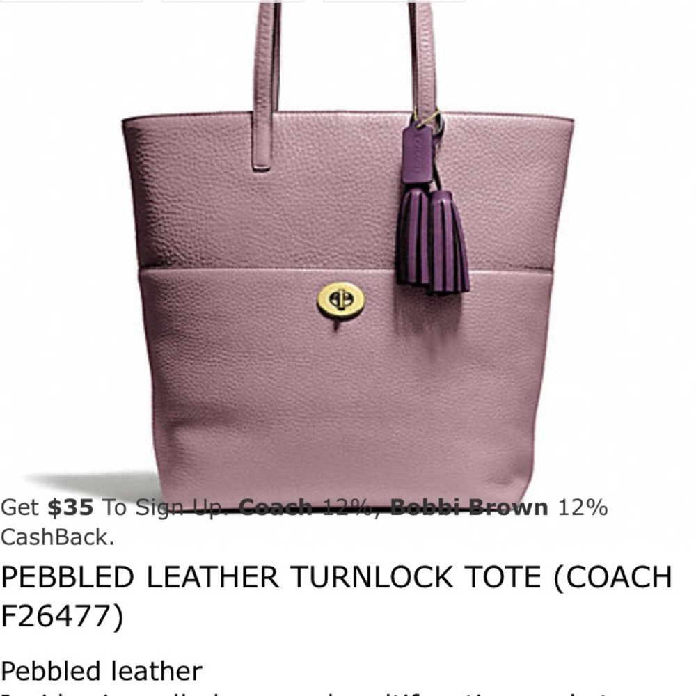 Large lavender/purple Coach Tote (F1320-26477)